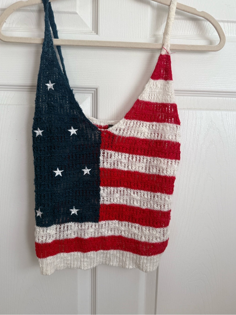 Alya American Flag Knit Tank Top in Red, White & Blue